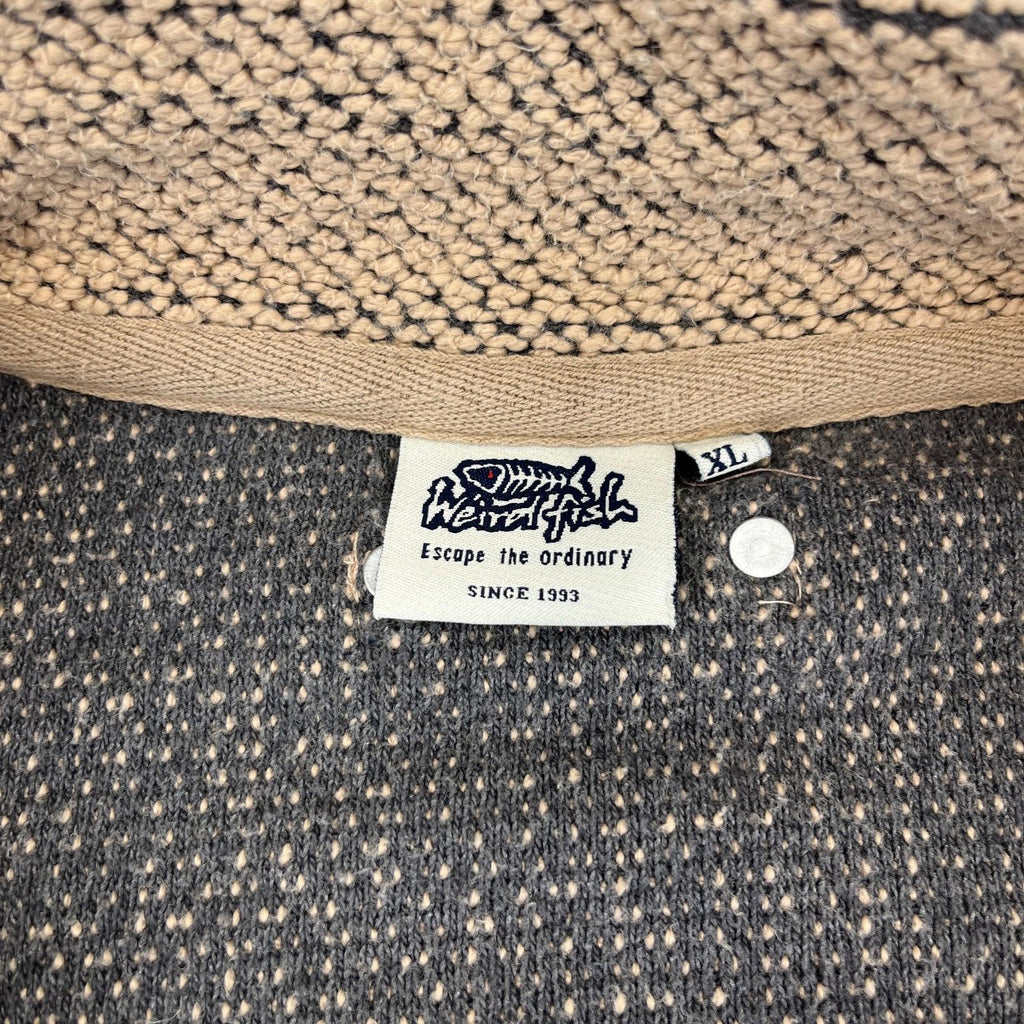 Weird Fish Macaroni Quarter Zip Fleece Jumper Heavy Pullover size XL Beige Brown