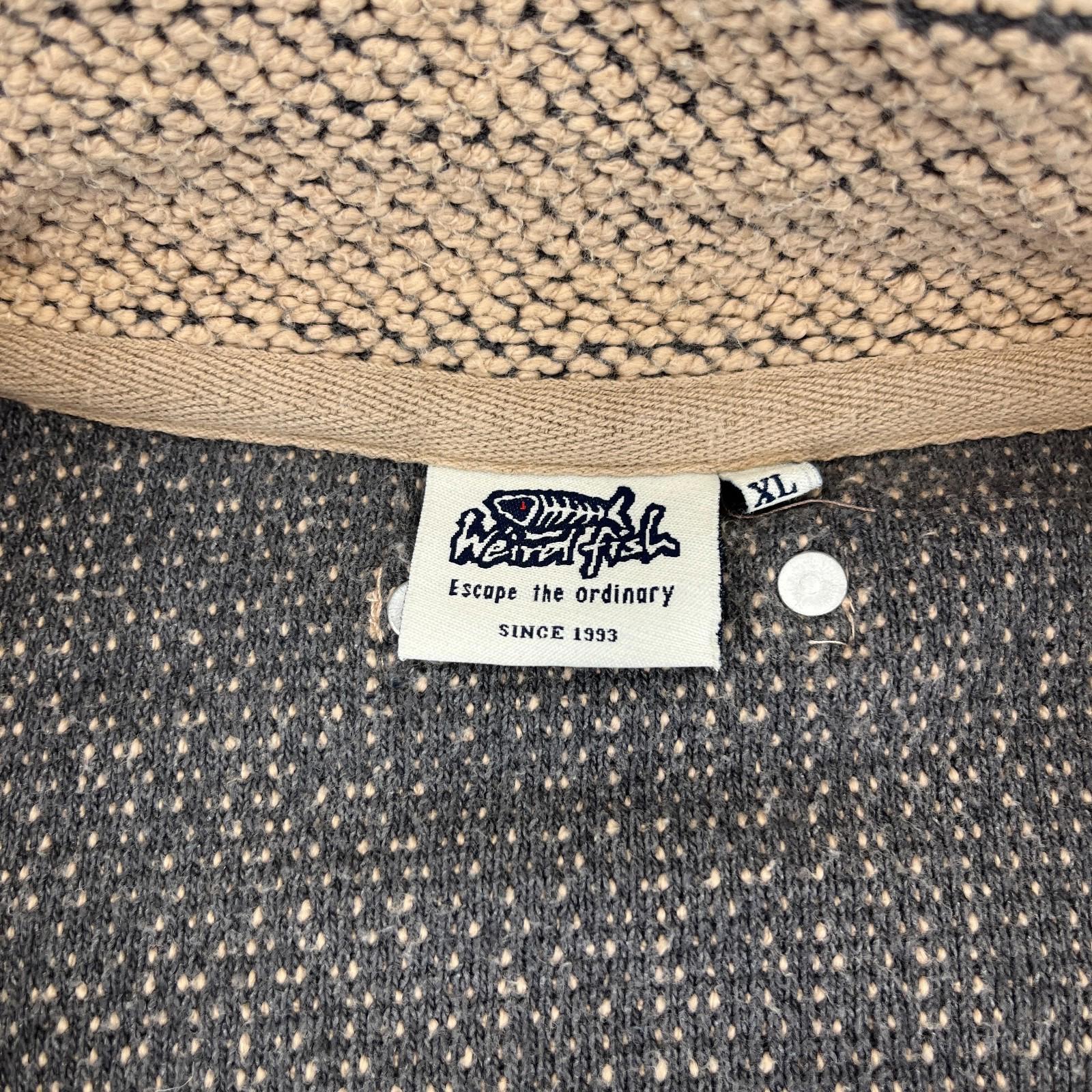 Weird Fish Macaroni Quarter Zip Fleece Jumper Heavy Pullover size XL Beige Brown