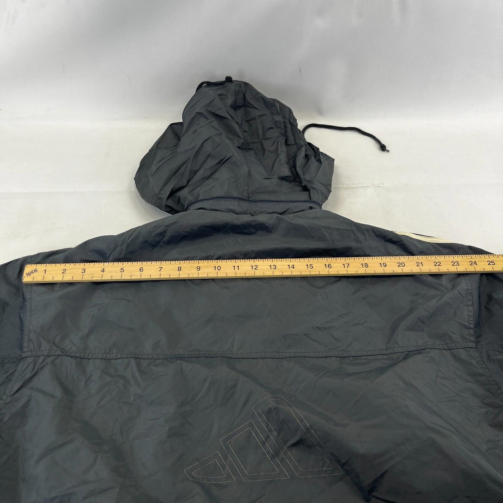 Adidas Men's Quilted Coach Jacket in Dark Grey - size Medium Oversized