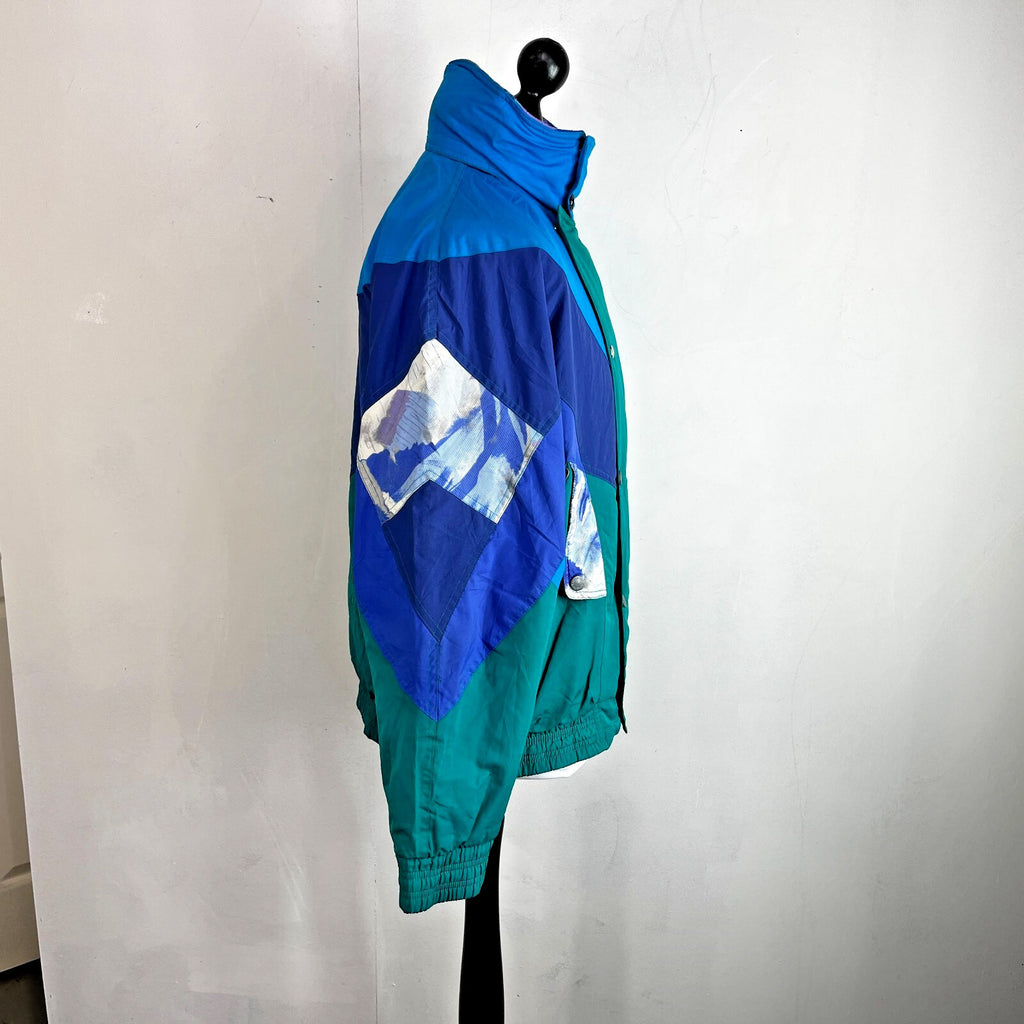 Vintage Sergio Tacchini 80s 90s Mens size M White Label Ski Jacket Blue & Green
