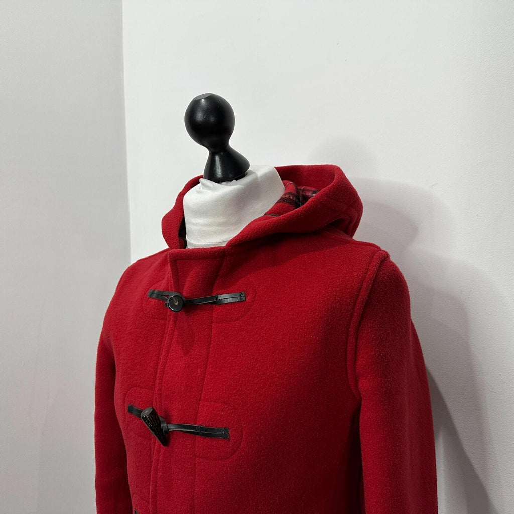 John Partridge Women's Wool Blend Duffle Coat in Red size 10 Handmade in England