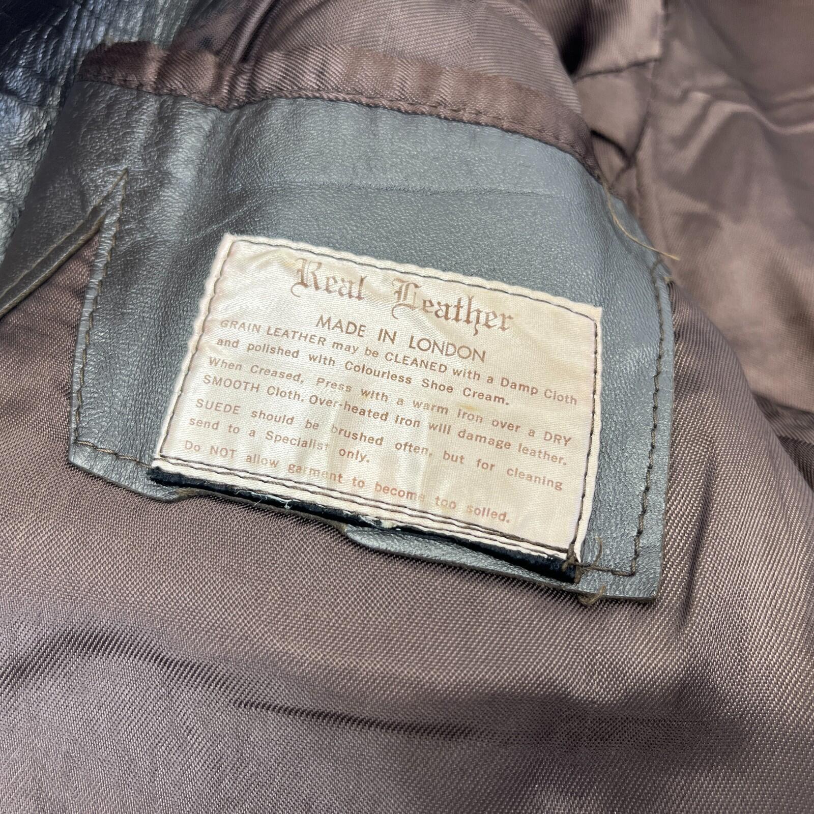 Vintage Made in London Dark Brown Leather Jacket Mid Length Retro size Large