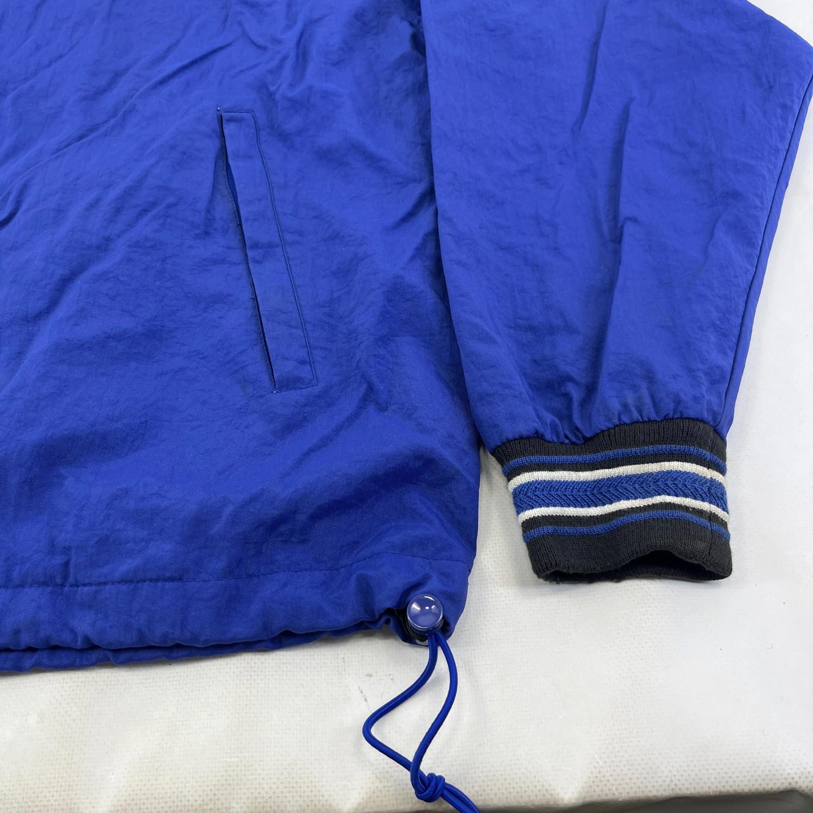 Champion Pullover Windbreaker Jacket Coat Oversized Large Blue with Embroidery