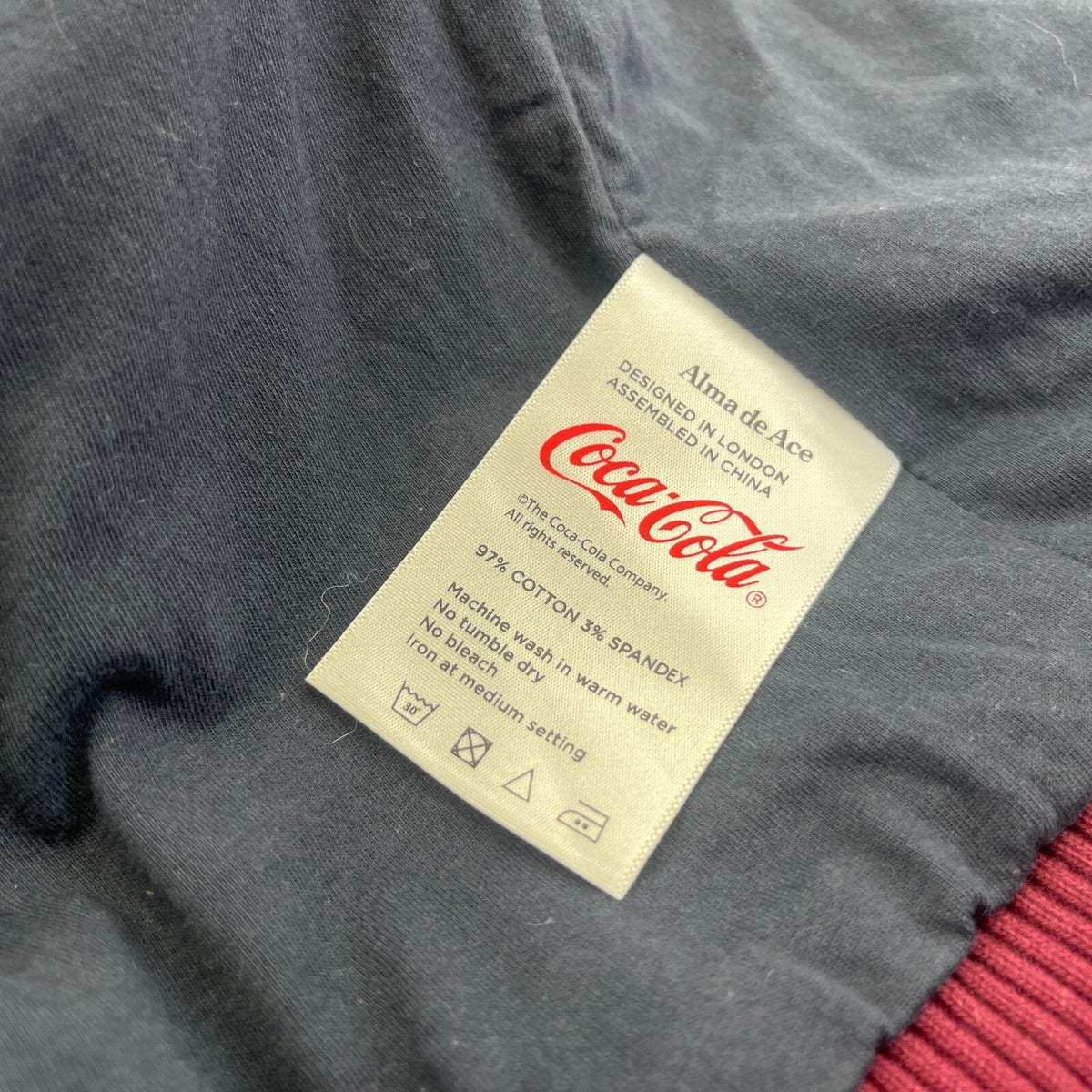 Rare Alma de Ace Coca Cola Micro Cord Varsity Jacket size Small in Cream