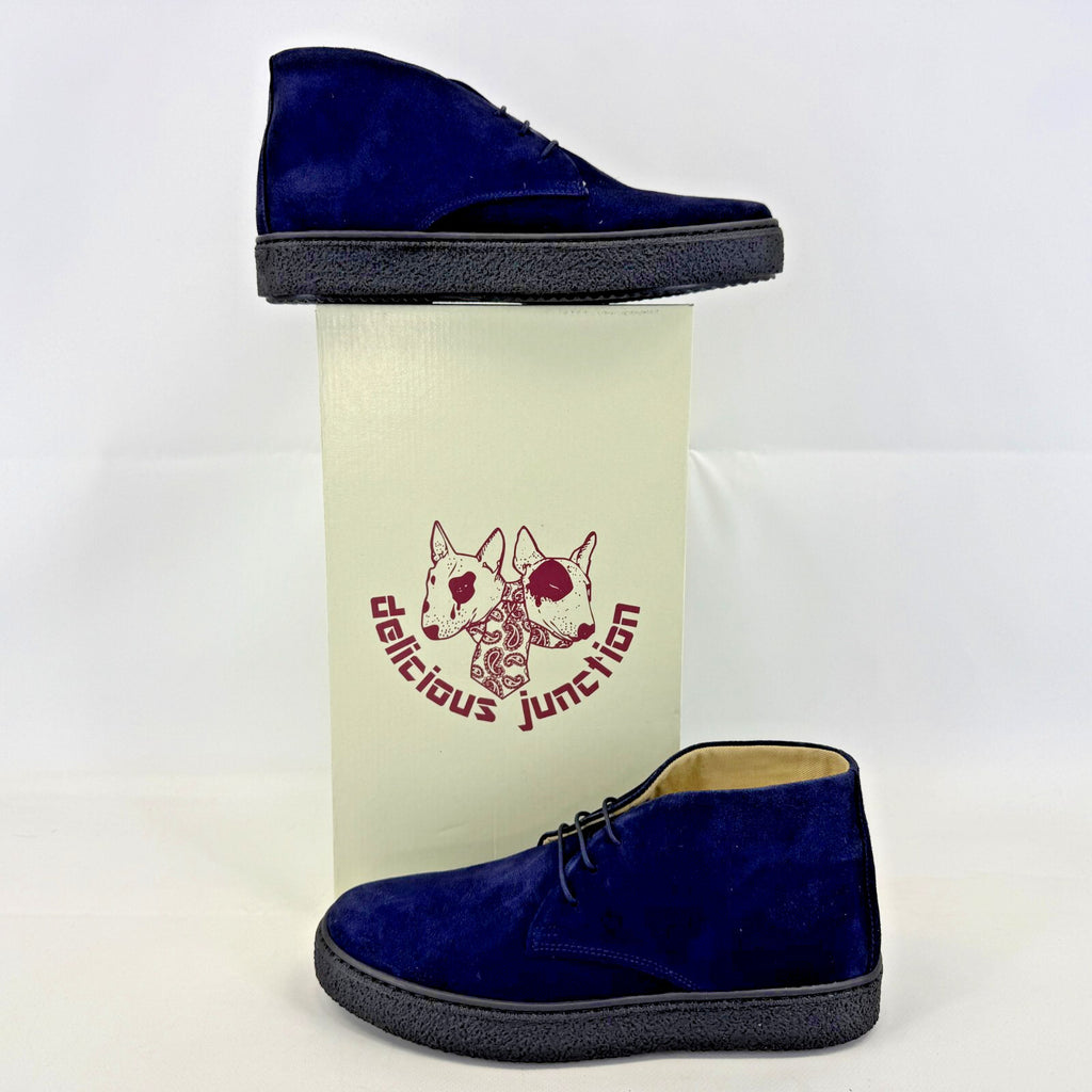 Delicious Junction Bullitt Suede Desert Boots in Dark Navy Blue size UK 7 EU 41