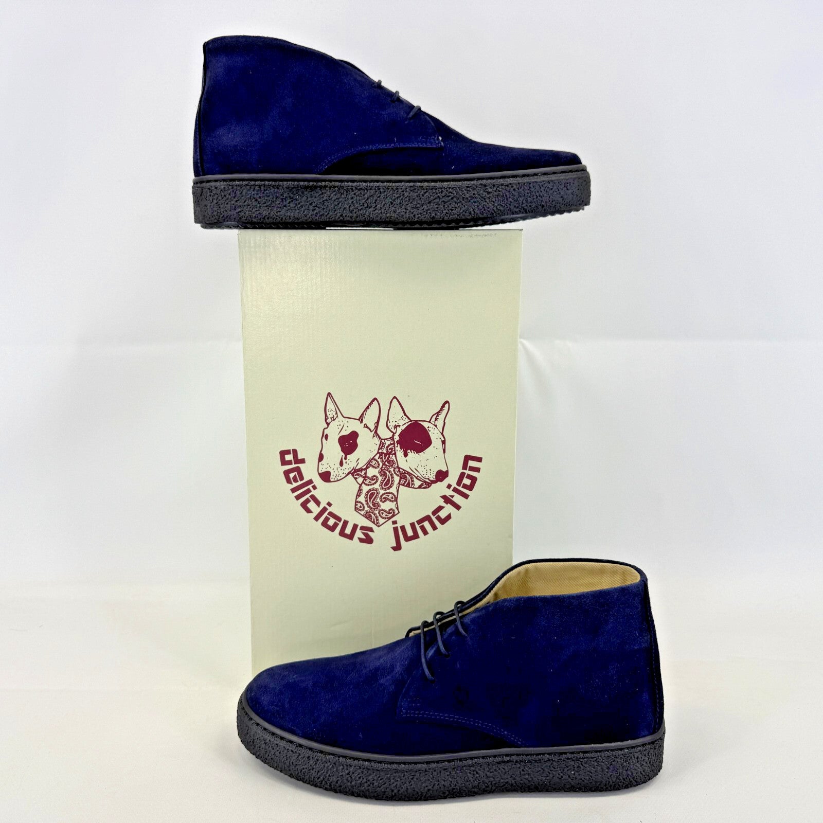 Delicious Junction Bullitt Suede Desert Boots in Dark Navy Blue size UK 7 EU 41
