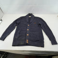 Tommy Hilfiger Hooded Cable Knit Cardigan Chunky Jumper Navy Blue - Size M