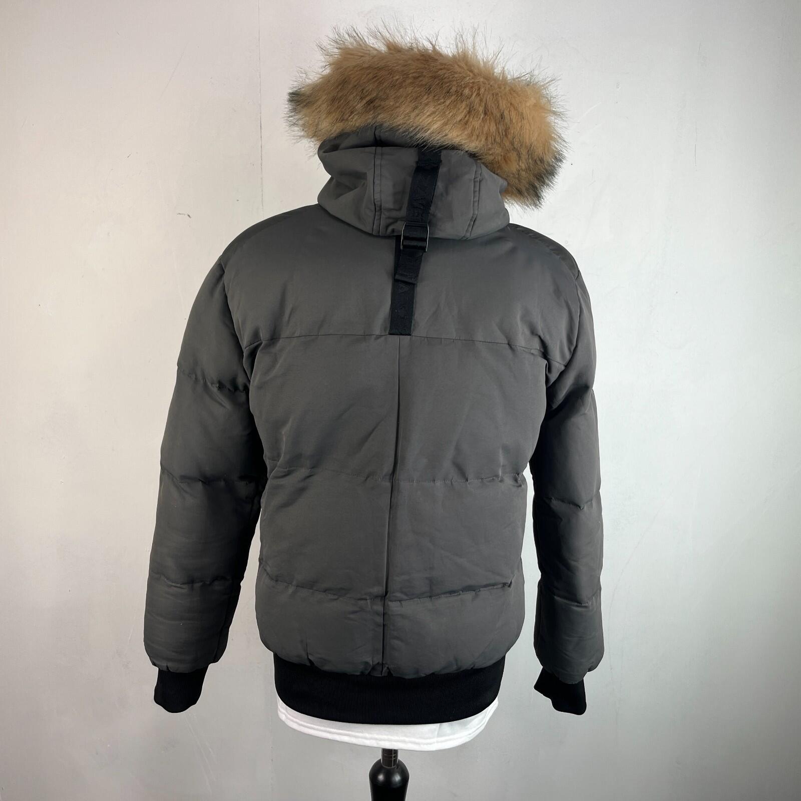 Zavetti Canada Winter Coat Dark Grey Faux Fur Fringe Hood size Medium