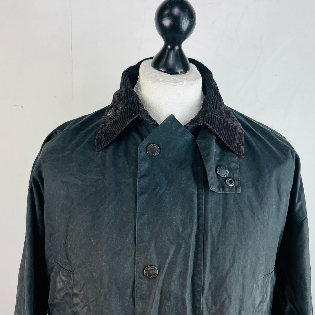 Mc Orvis Wax Jacket Mens size Small Oversized Black Waxed Riding Coat England