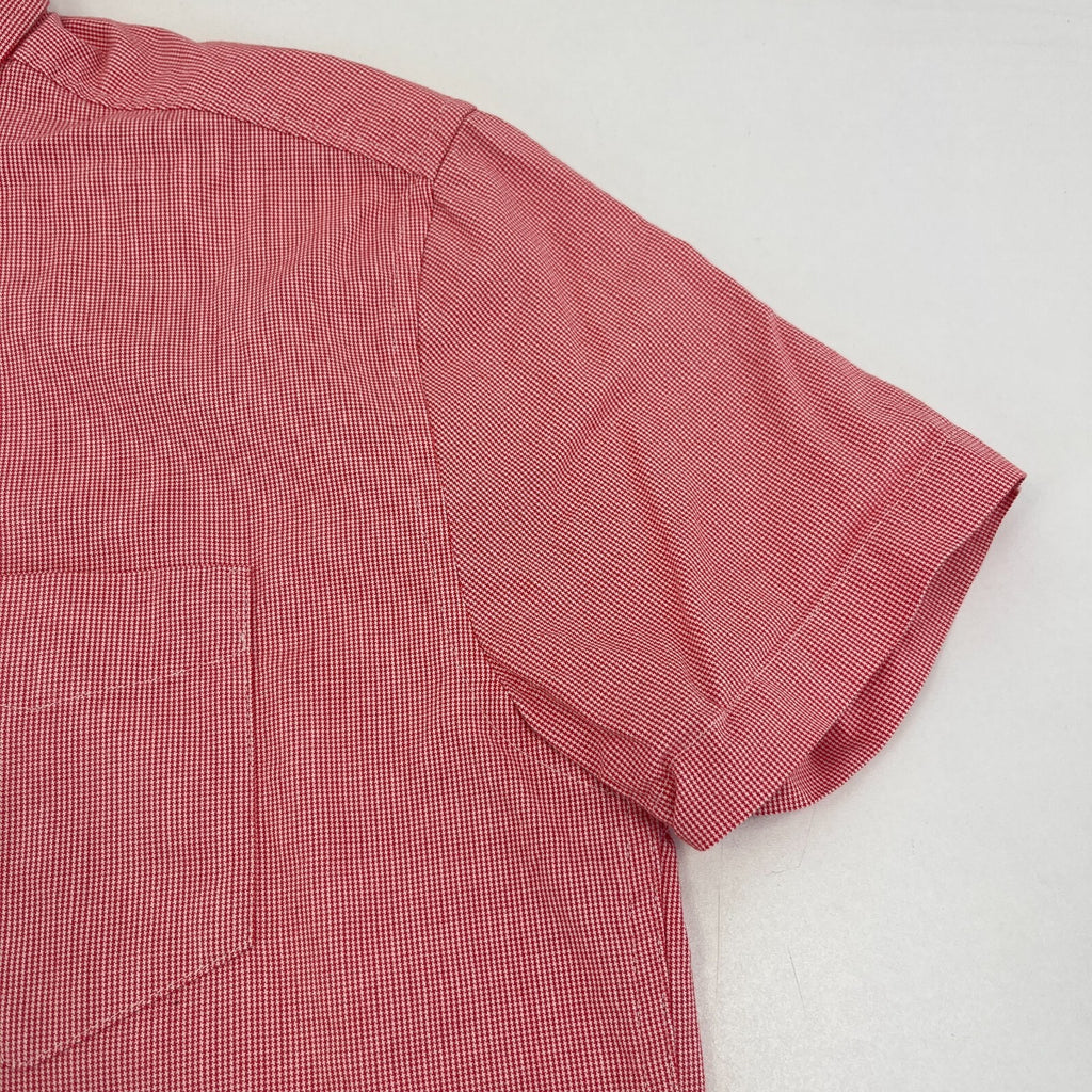 SuperDry Ultimate Oxford Shirt in Red Micro Houndstooth Short Sleeve size Small