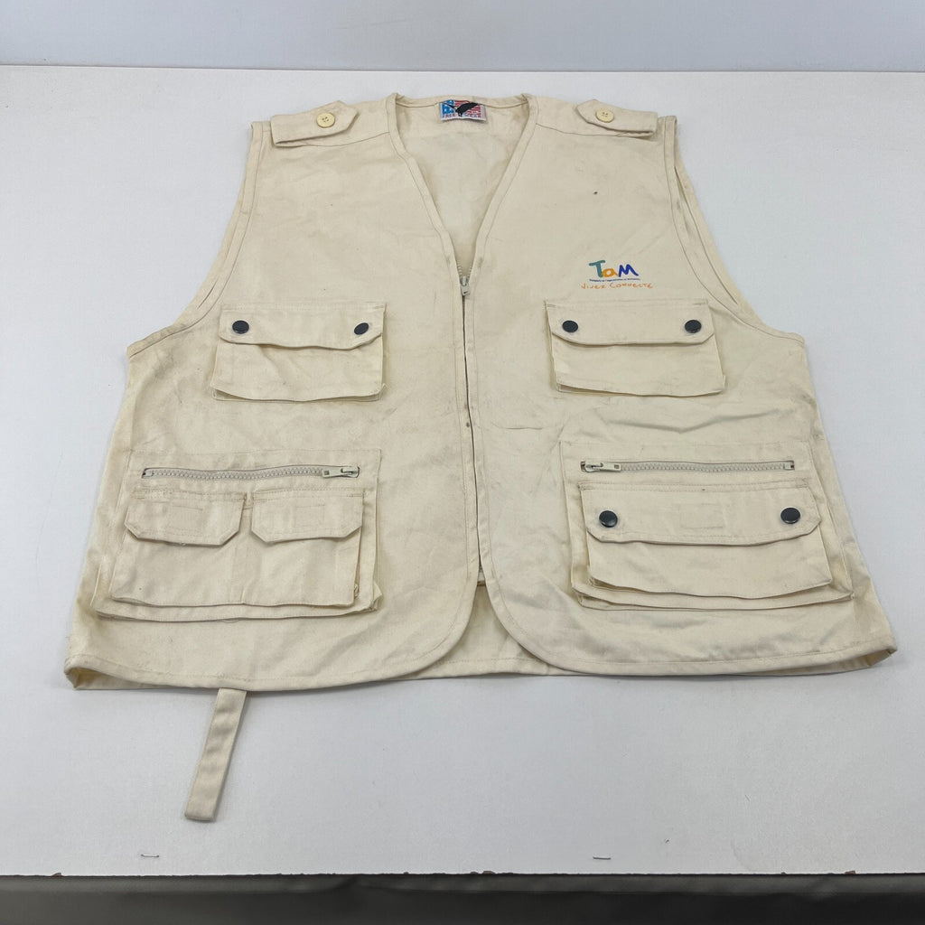 Free Wear Men's Fishing Vest Gilet Cream Light Beige size XL