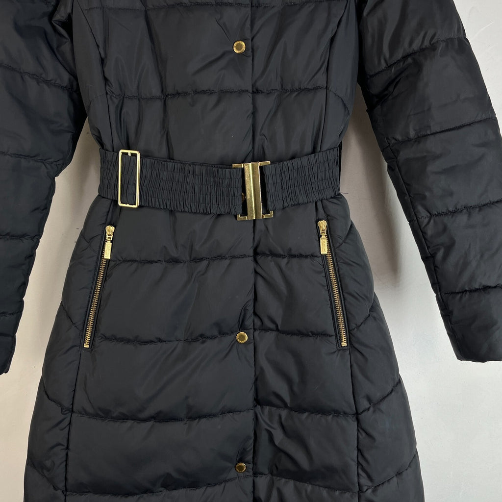 Barbour International Track Line Long Quilted Hooded Coat - Black - UK size 6