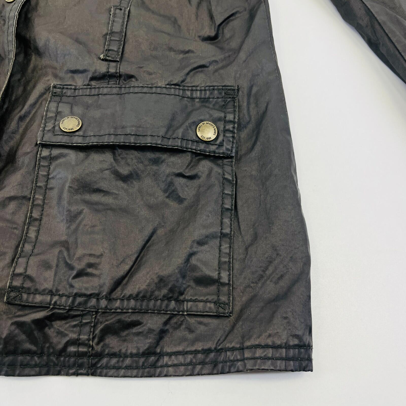 H&M Women's Wax Jacket in Black with Cord Collar size 6