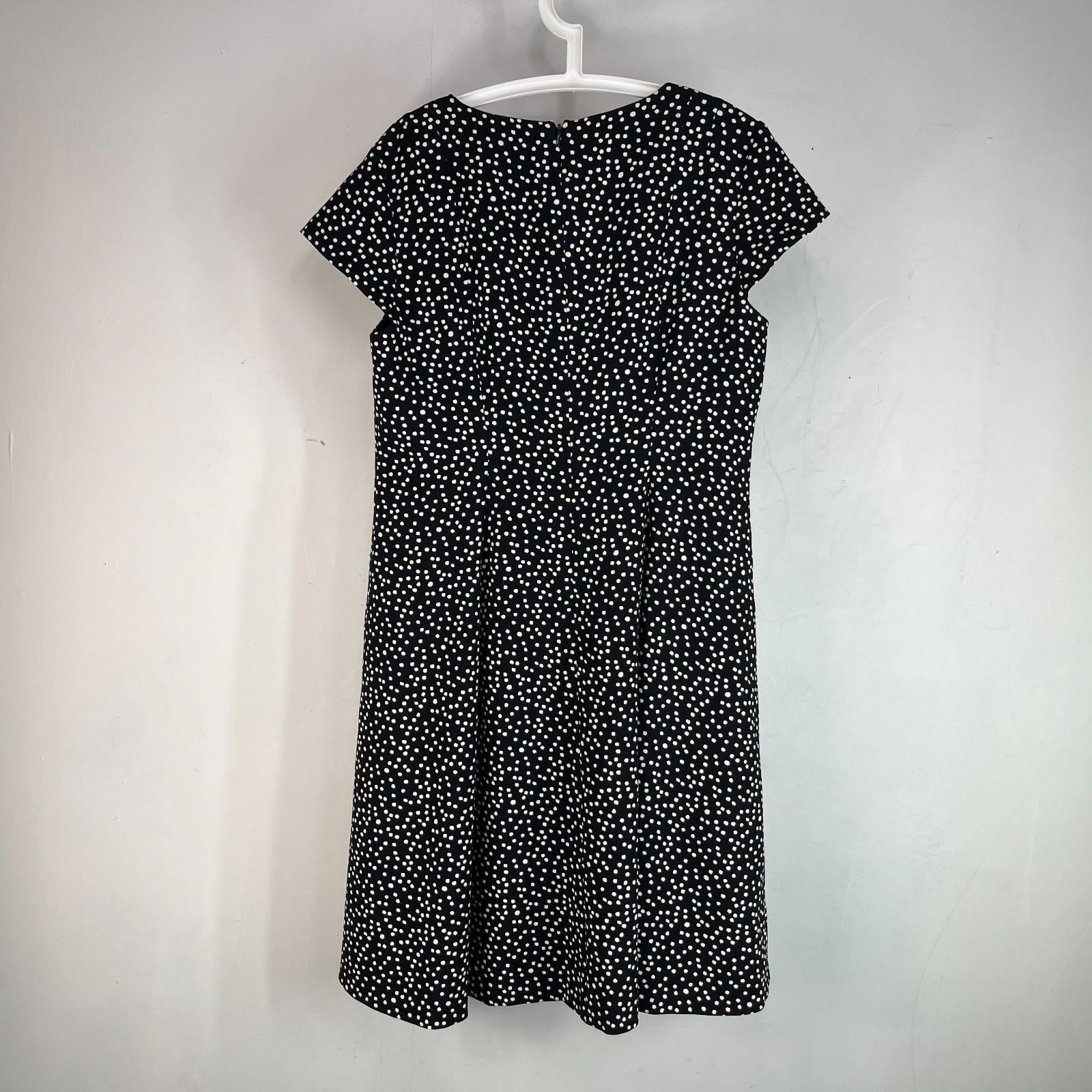 Hobbs Short Sleeve Midi Dress in Black Polka Dot UK size 16