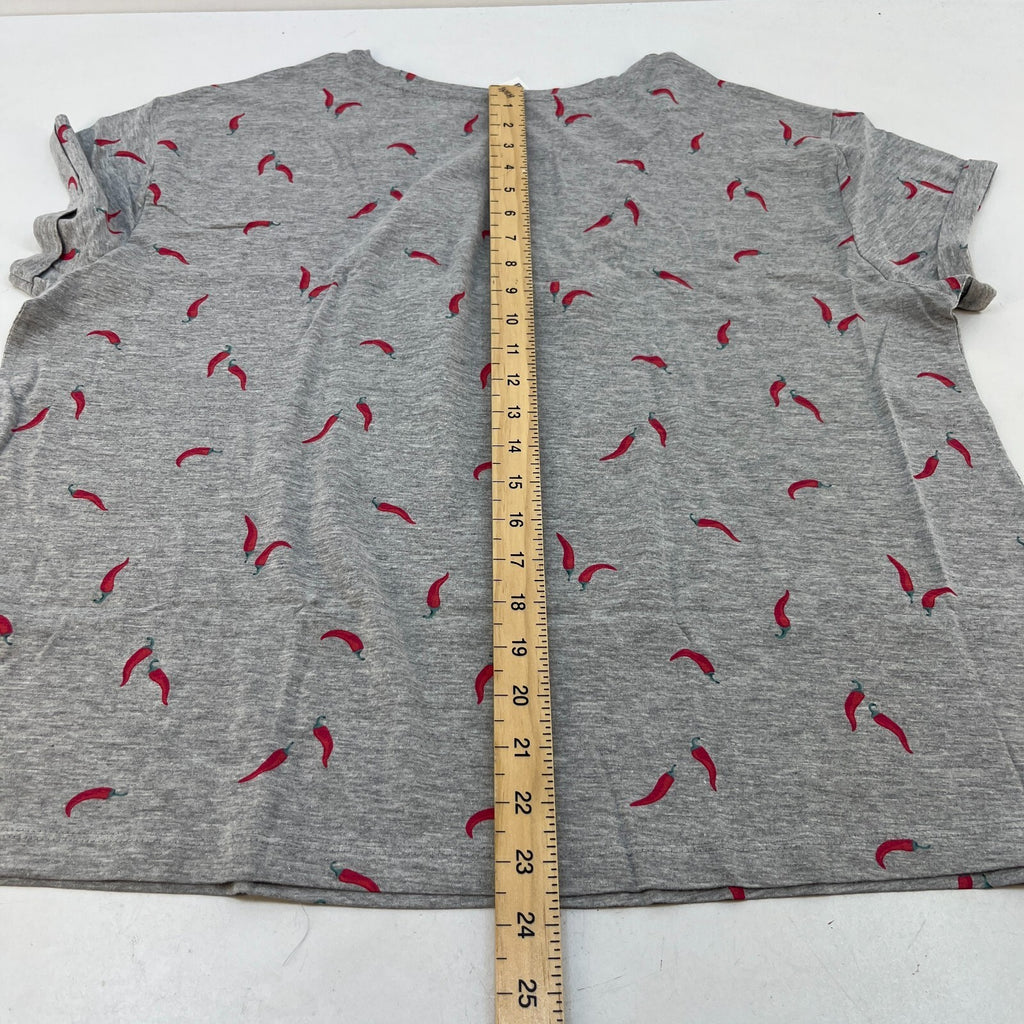 M&S Ladies Pyjama Set UK L 16-18 Grey with Chillies Long Leg Short Sleeve New