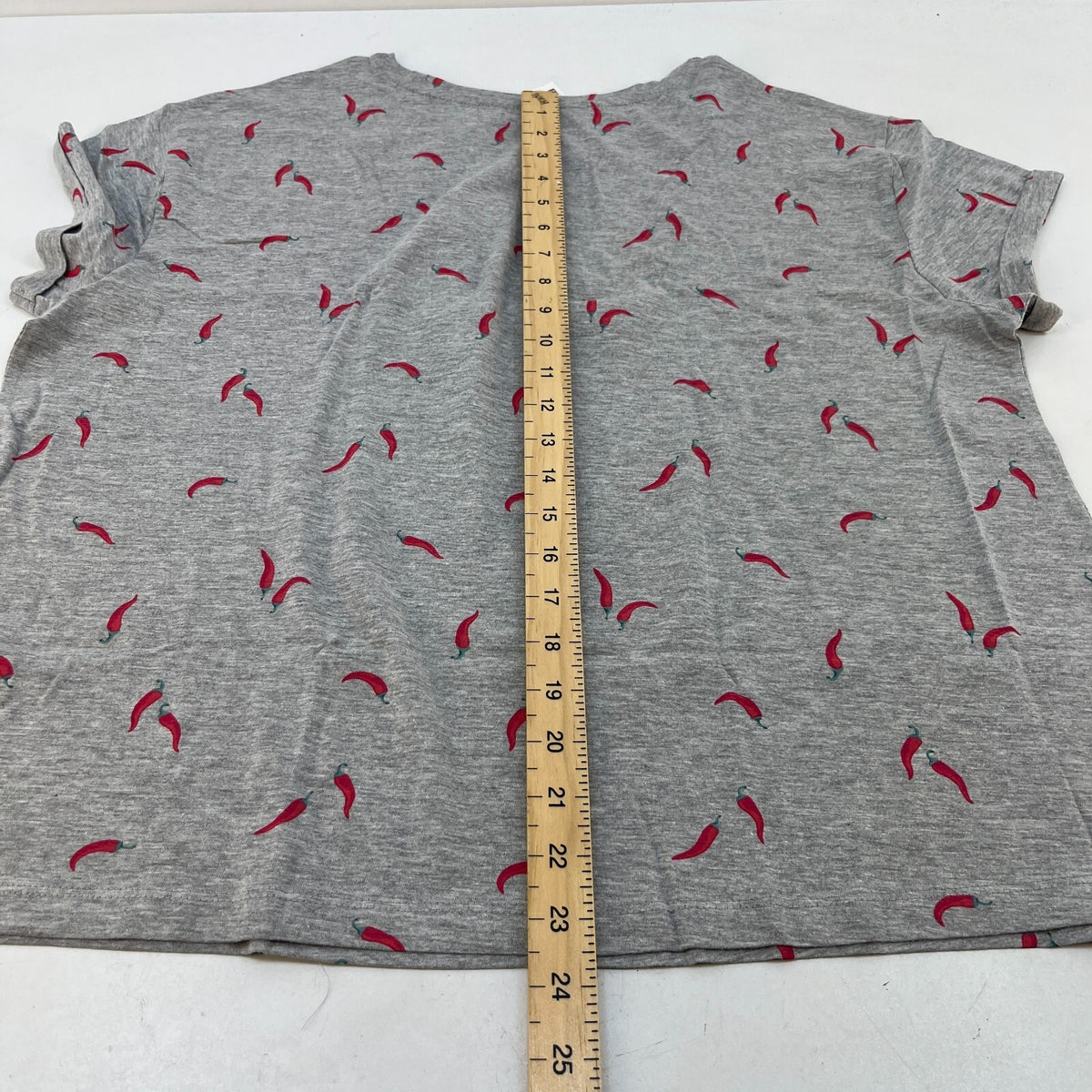 M&S Ladies Pyjama Set UK L 16-18 Grey with Chillies Long Leg Short Sleeve New