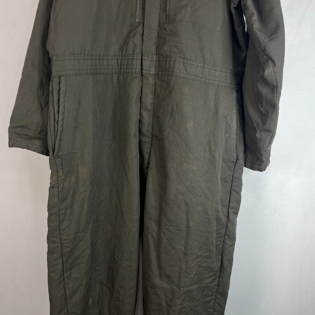 Vtg Montgomery Ward Powr House Thermal Insulated Overalls Green w/ Hood size XL