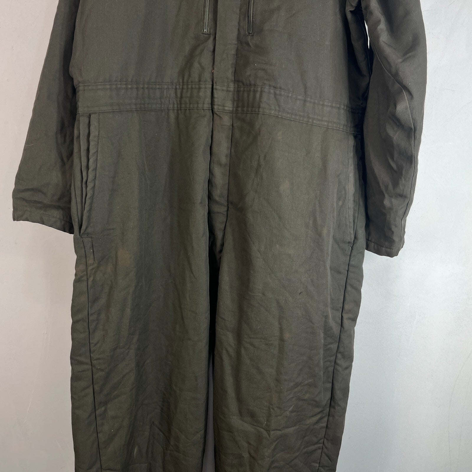 Vtg Montgomery Ward Powr House Thermal Insulated Overalls Green w/ Hood size XL