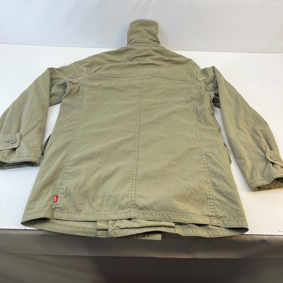 Levi's Double Breasted Parka Jacket Distressed Olive Green Liam Gallagher size M