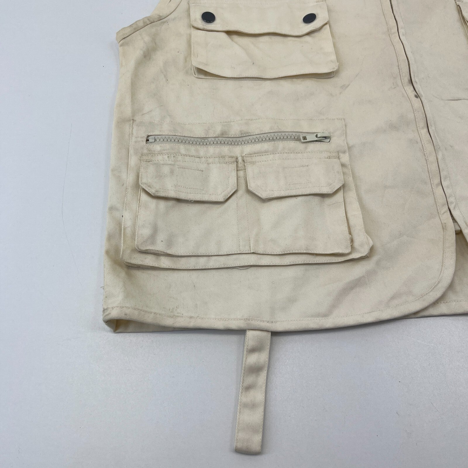 Free Wear Men's Fishing Vest Gilet Cream Light Beige size XL