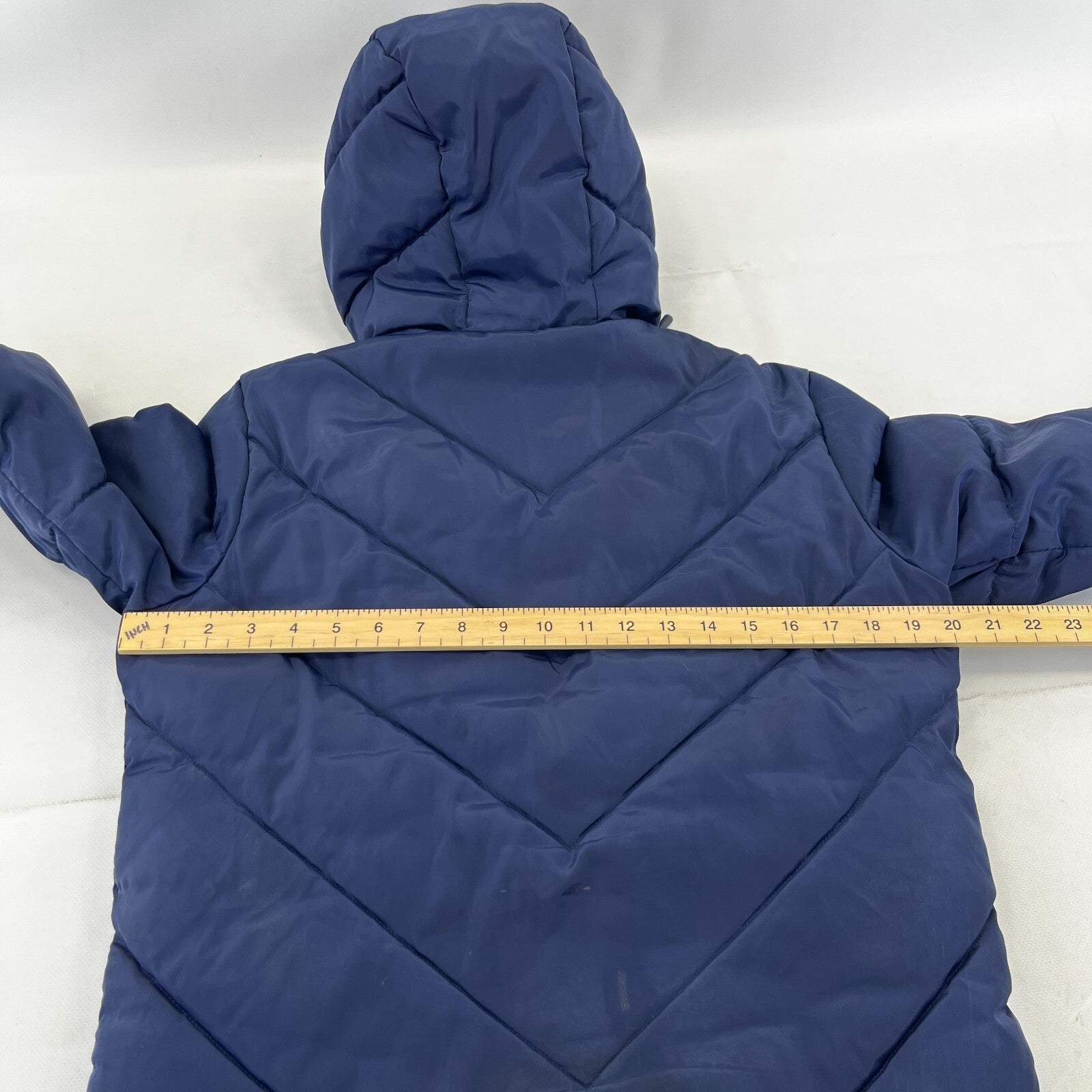 Superdry Navy Blue & Green Puffer Jacket with Hood size XS
