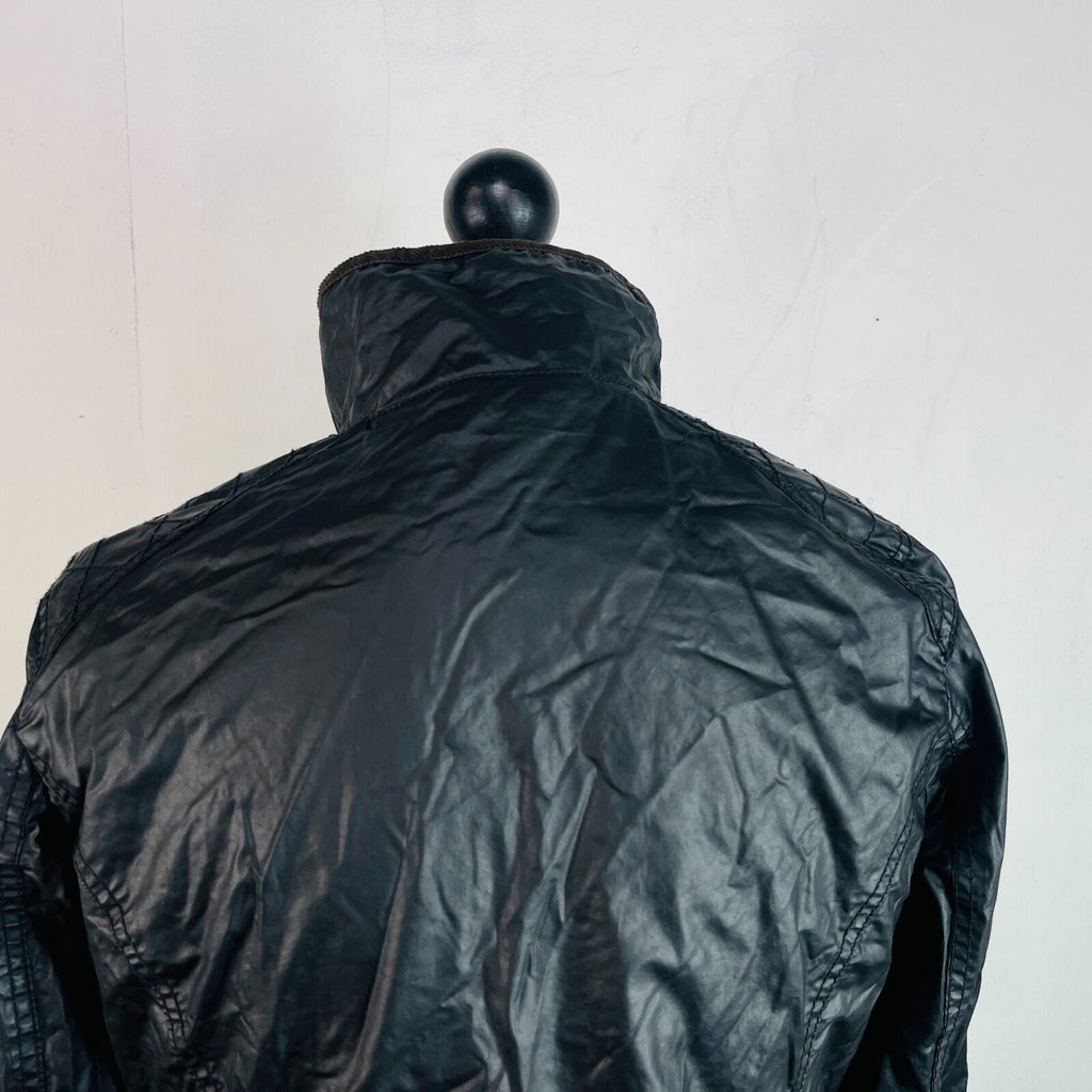 H&M Women's Wax Jacket in Black with Cord Collar size 14
