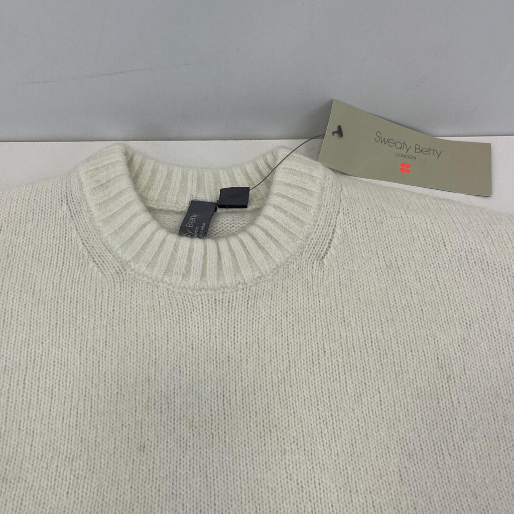 Sweaty Betty Alpine Wool Crew Neck Jumper Sweater in Lily White size S Alpaca