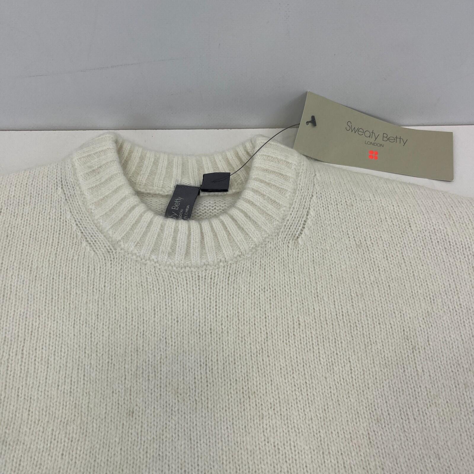 Sweaty Betty Alpine Wool Crew Neck Jumper Sweater in Lily White size S Alpaca