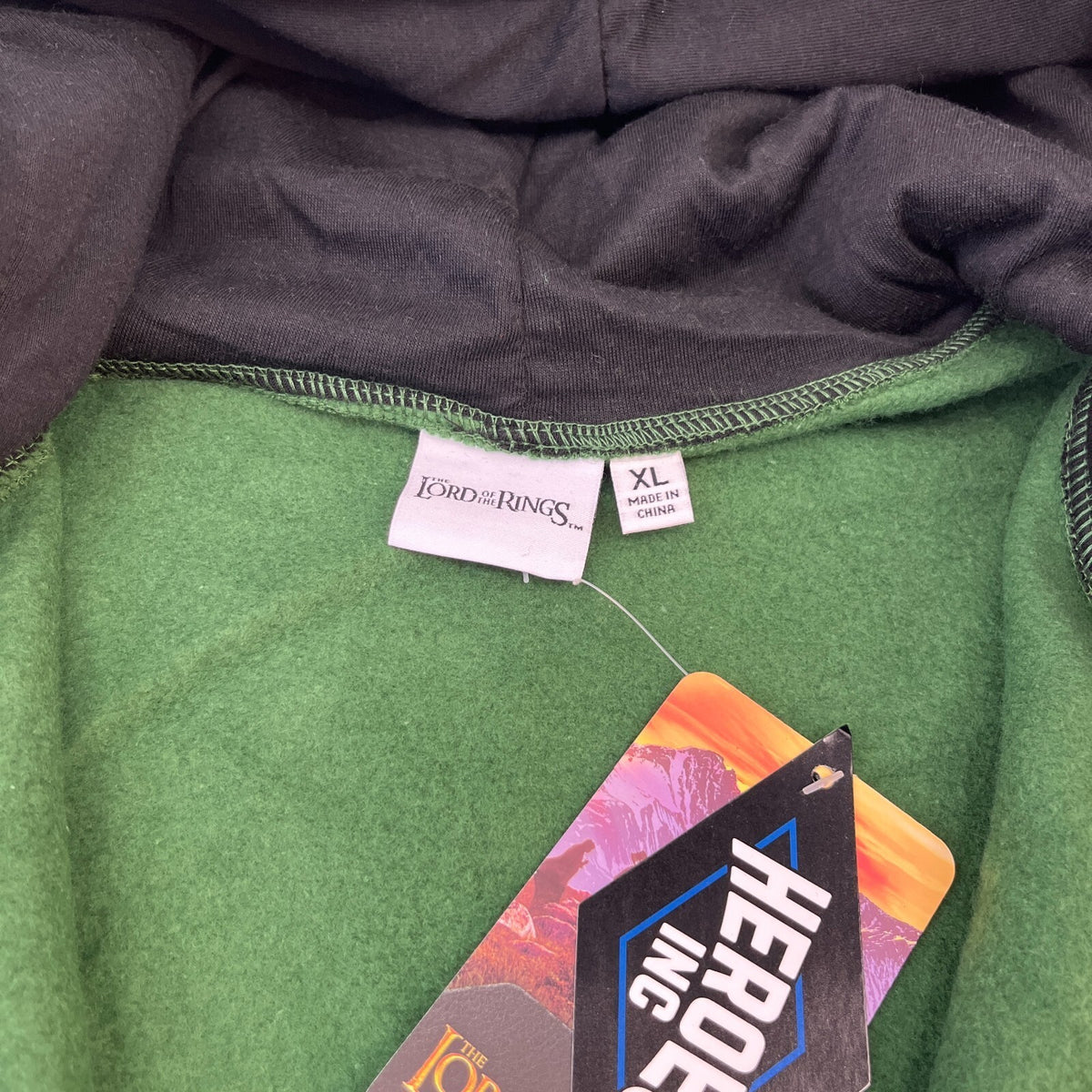 Official Lord Of The Rings Middle Earth Adults Full Zip Hoodie in Green size XL