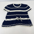 Polo Ralph Lauren Crochet Knit Jumper Women's size Large Blue/White Crew Neck