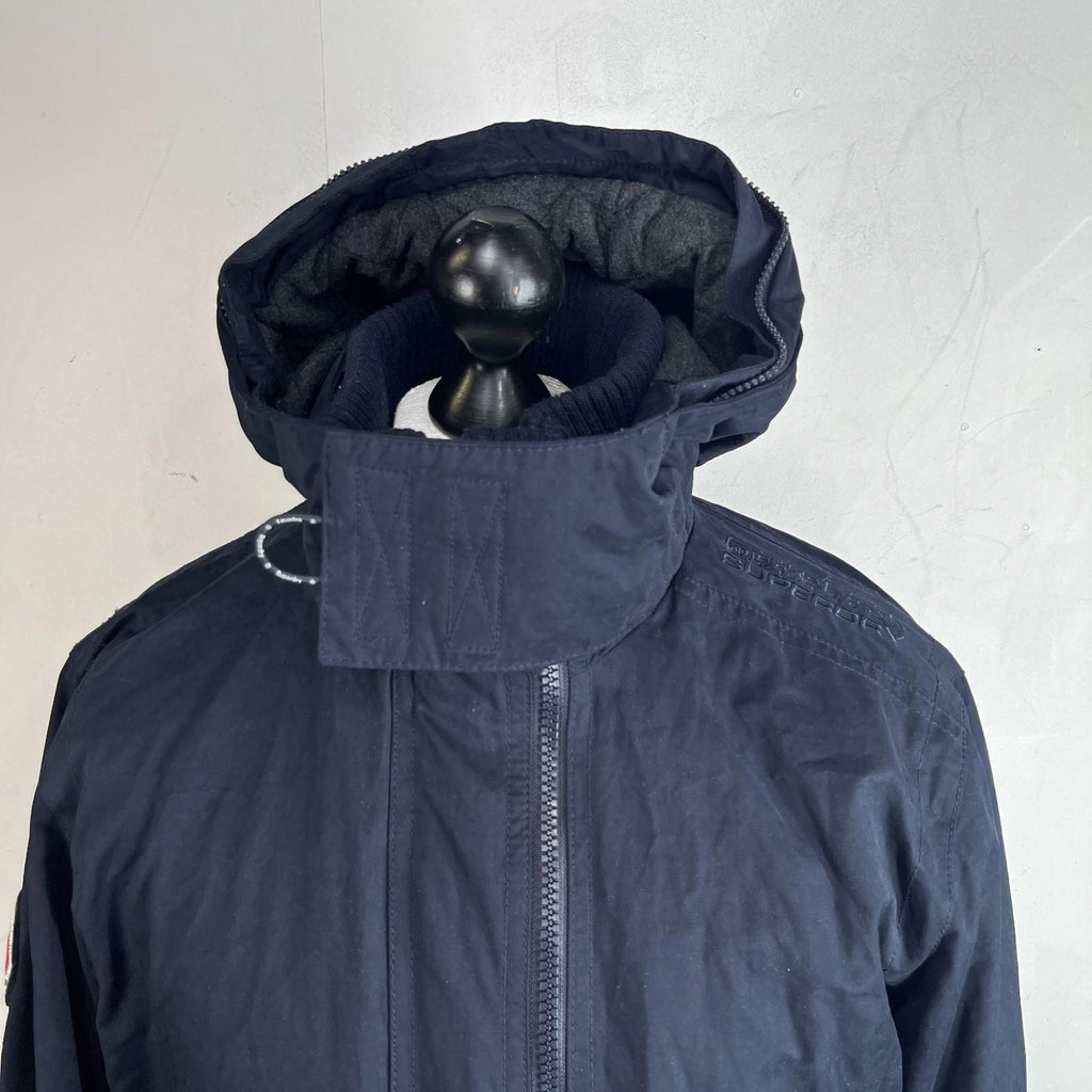 Superdry Microfibre  Windbomber Windbreaker Bomber Jacket size XL Navy Blue