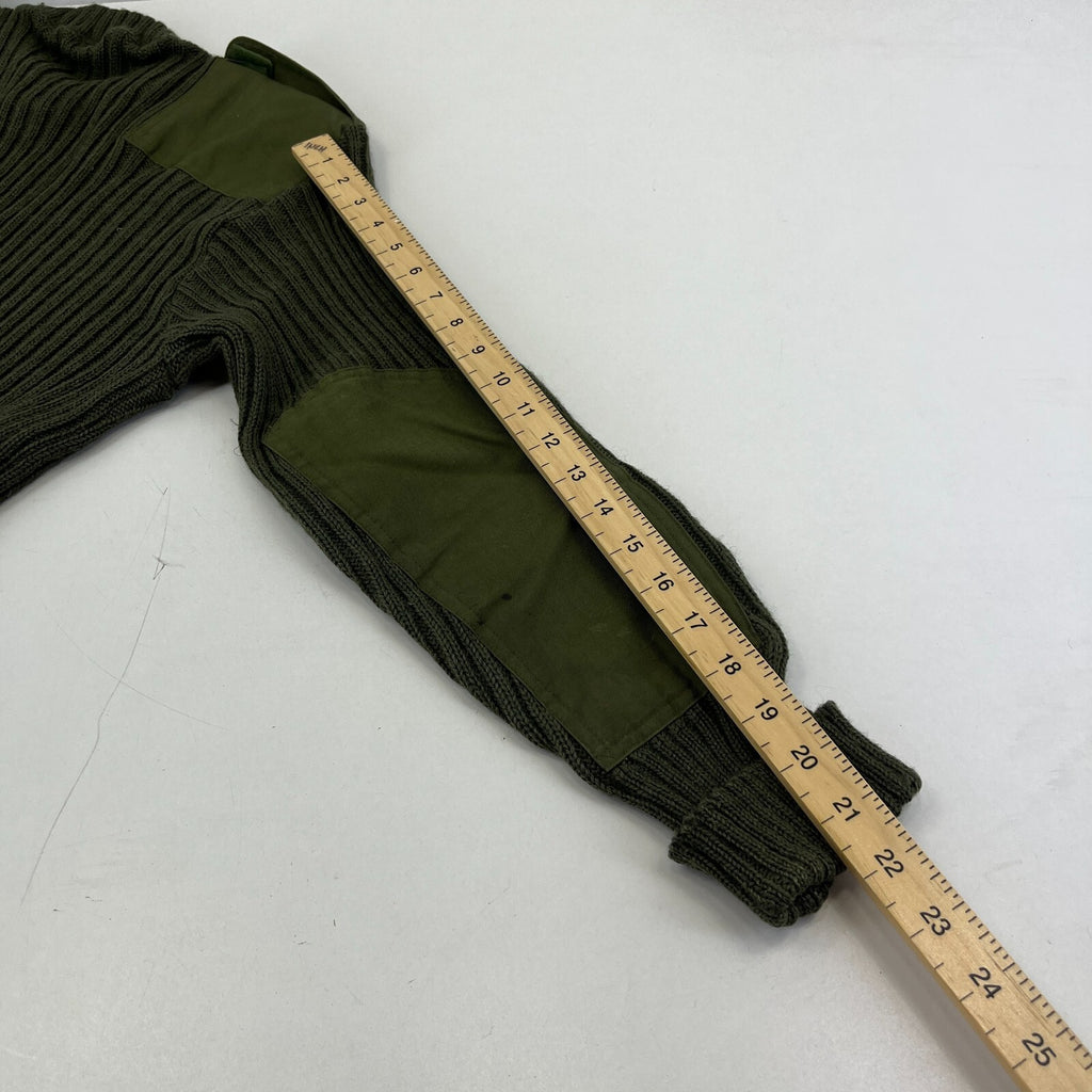 British Army Surplus RSM WO1 ASM Olive Green Wool Jumper with Badges size 2 (M)