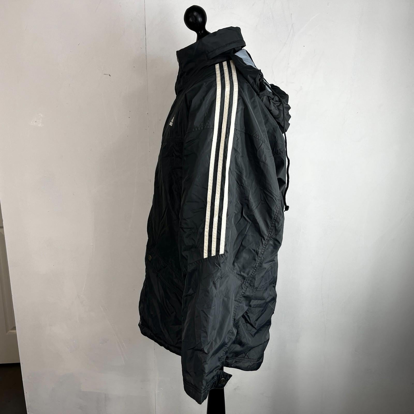 Adidas Men's Quilted Coach Jacket in Dark Grey - size Medium Oversized