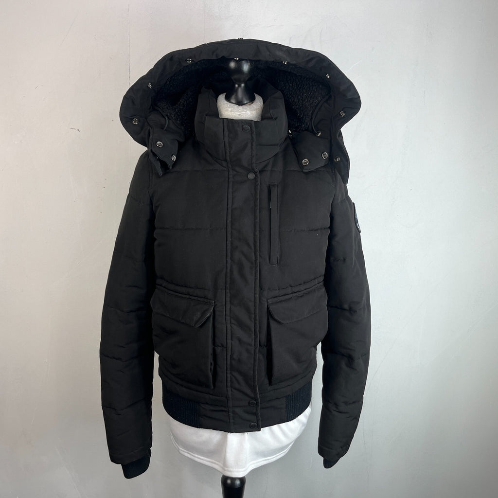 Superdry Everest Mountain Parka in Black with Hood UK Women's size 12