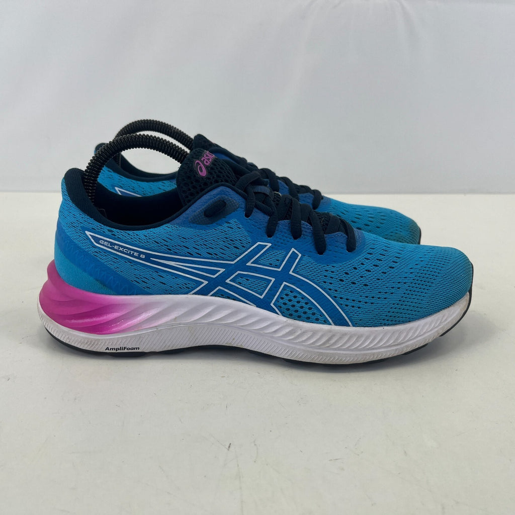 Asics el Excite 8 Running Trainers Blue White Pink Womens Shoes size UK 6.5