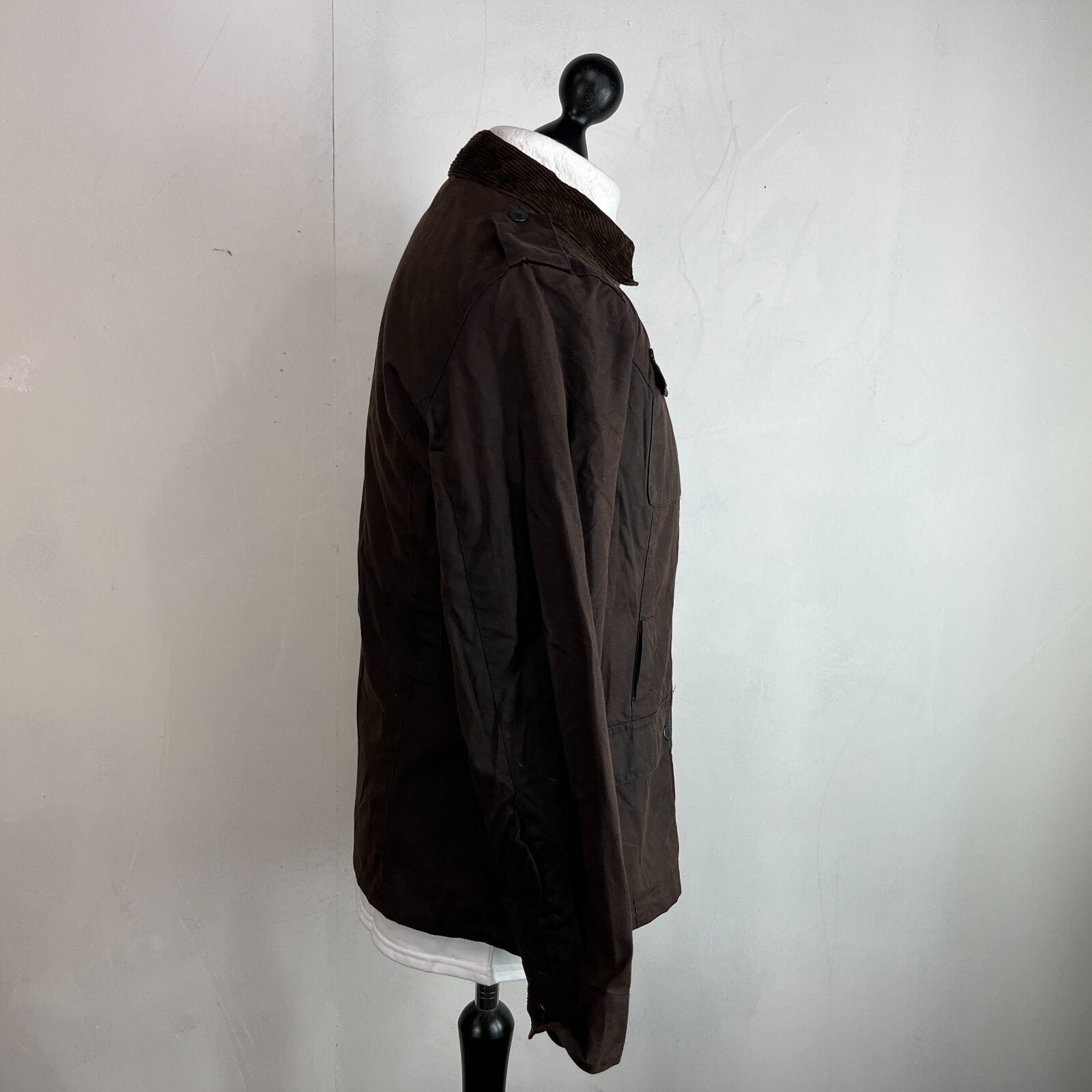 Mc Orvis Wax Jacket Womens size S Brown Country Coat with Corduroy Collar