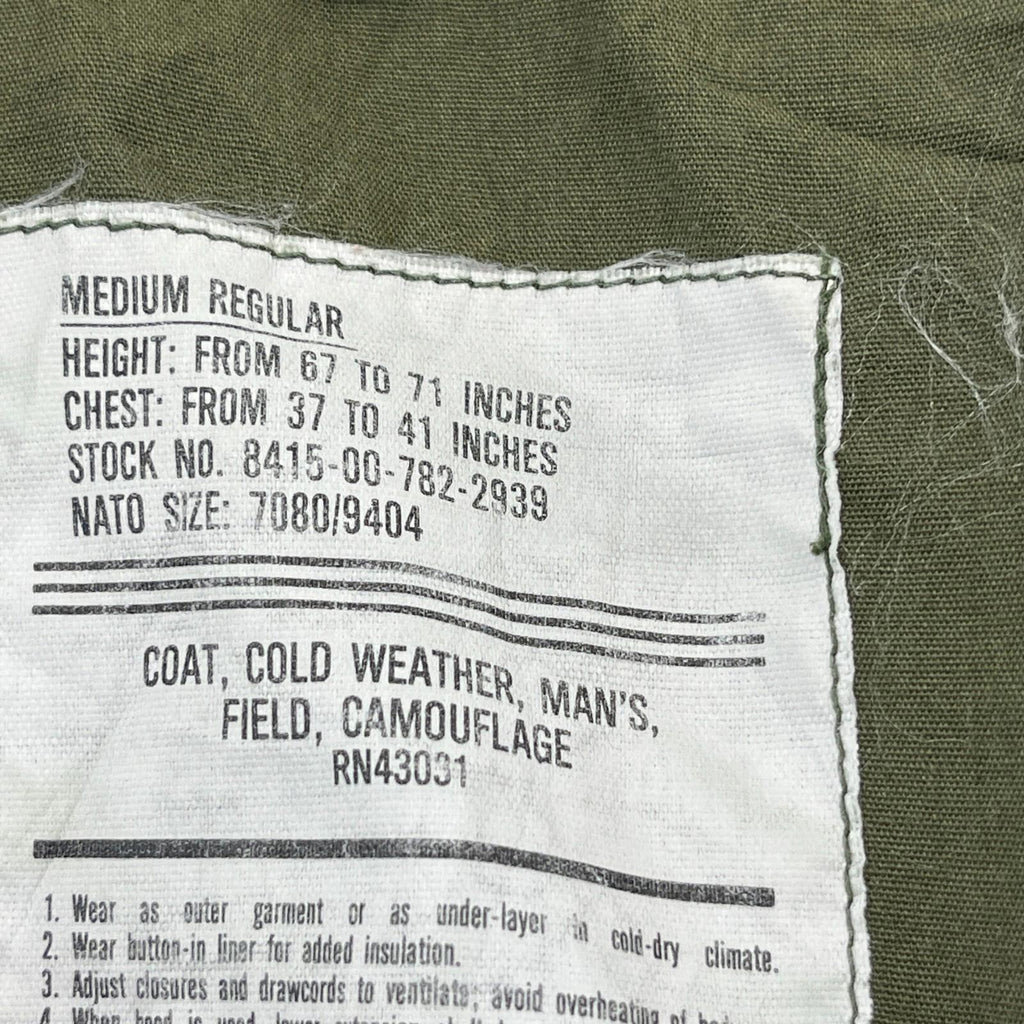 Vintage Issued US Military M65 Jacket Field Camouflage Medium Regular See Detail
