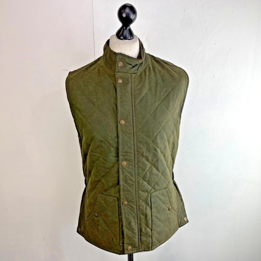 Argyll Women's Wax Waterproof Gilet Embroidered Vest in Green size Large - VGC