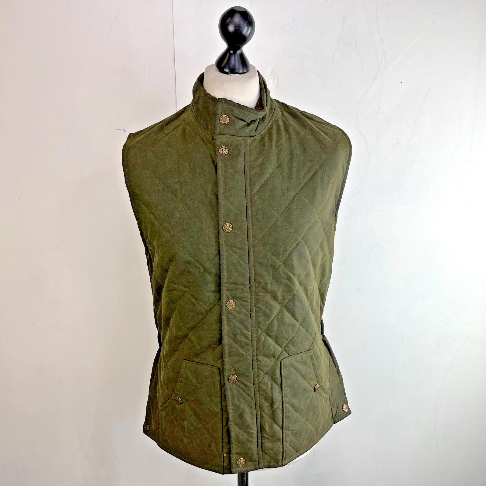 Argyll Women's Wax Waterproof Gilet Embroidered Vest in Green size Large - VGC