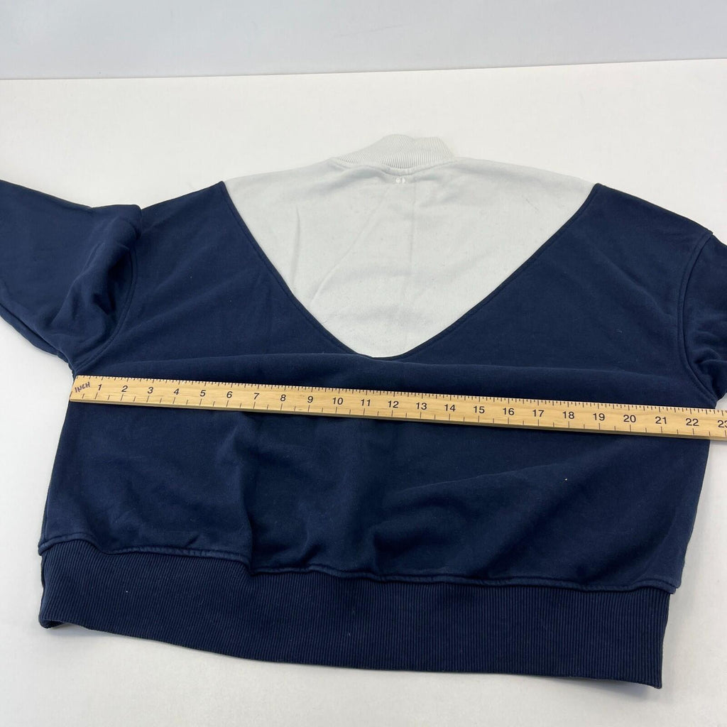 Sweaty Betty Revive Cropped Half Zip Sweatshirt Navy Blue & White size S/M