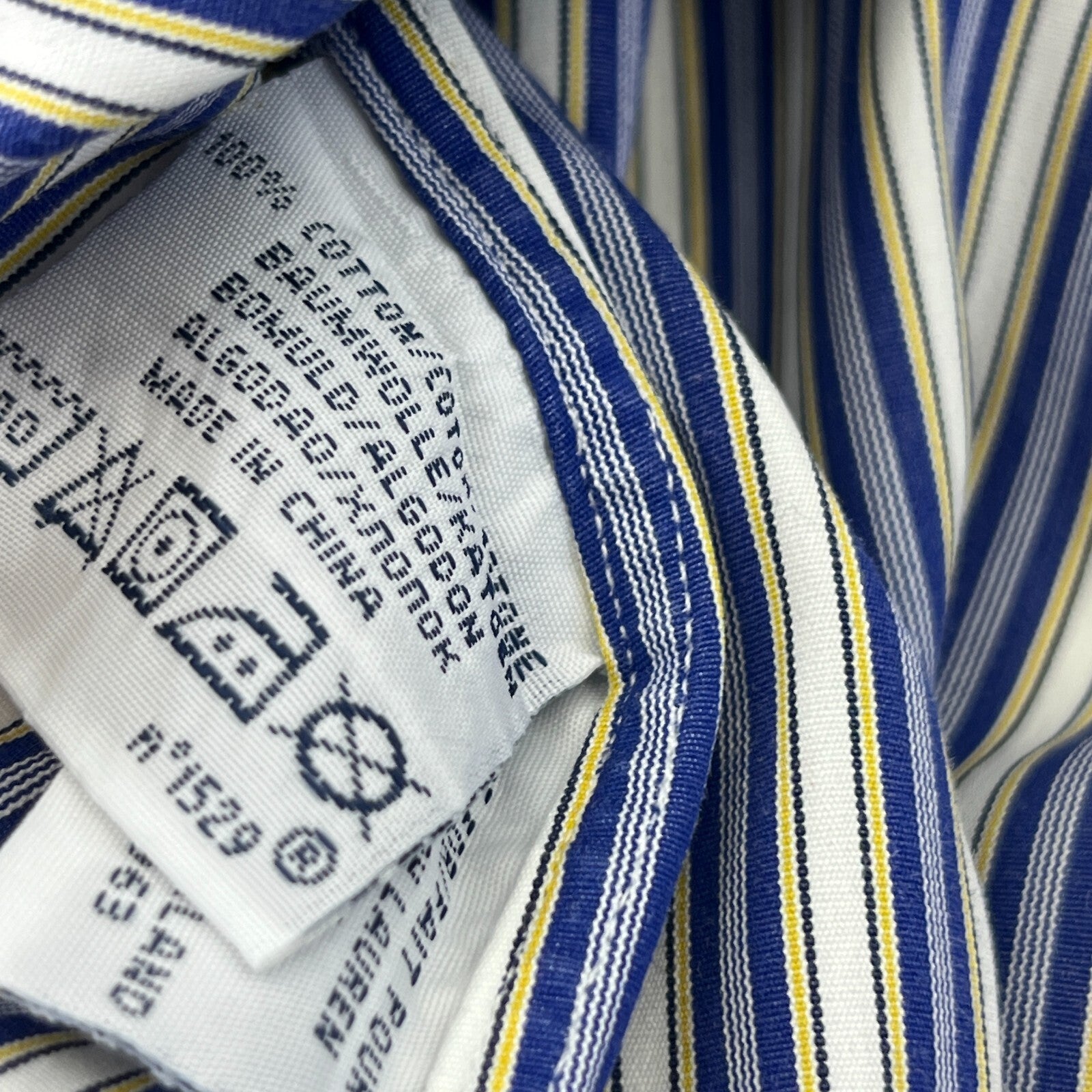 Ralph Lauren Shirt Mens 15 1/2 M Blue Pinstriped Cotton Button Up RL Pony