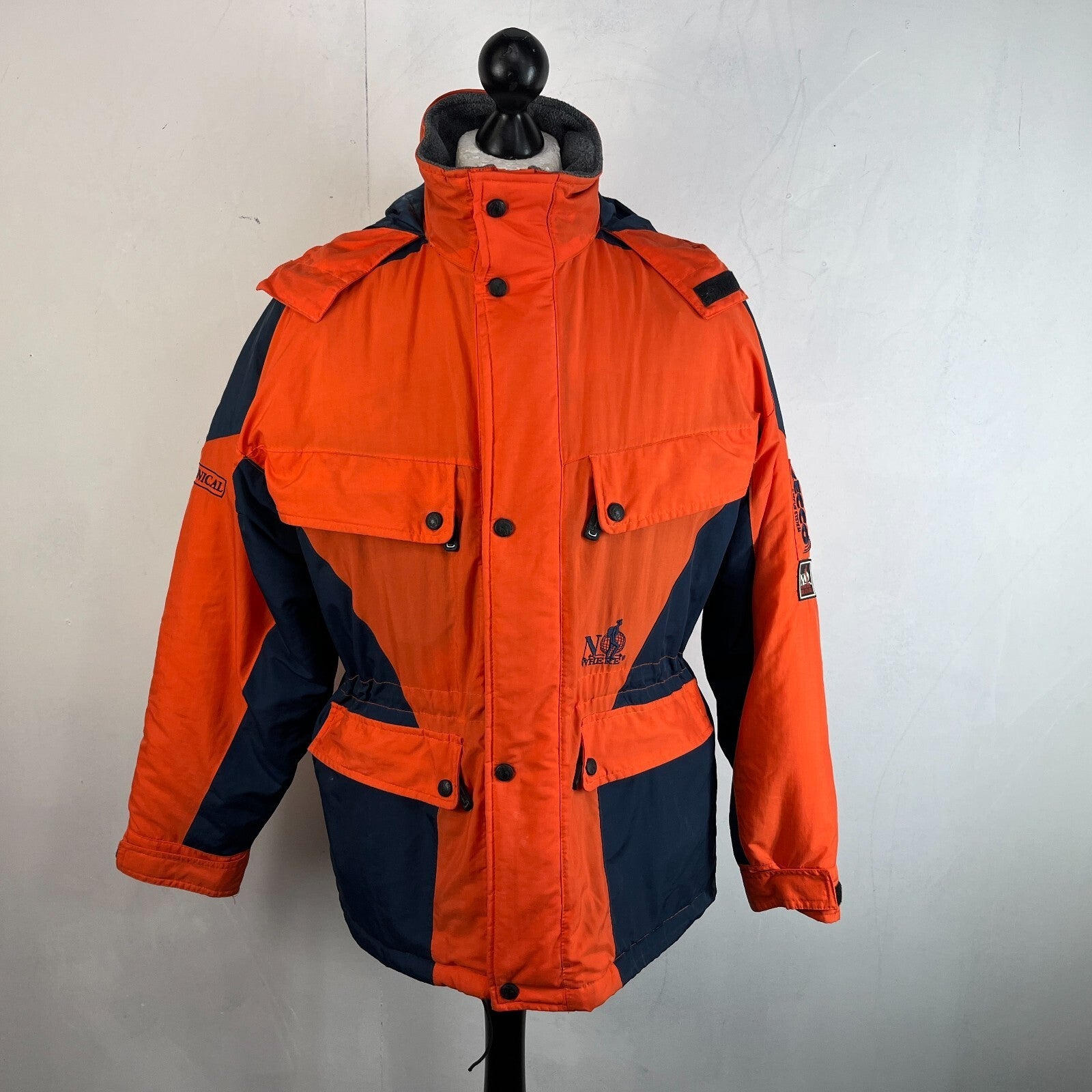 Vintage No Where Recco Ski Coat Jacket Orange/Blue Women's US 15/16 UK 18/20