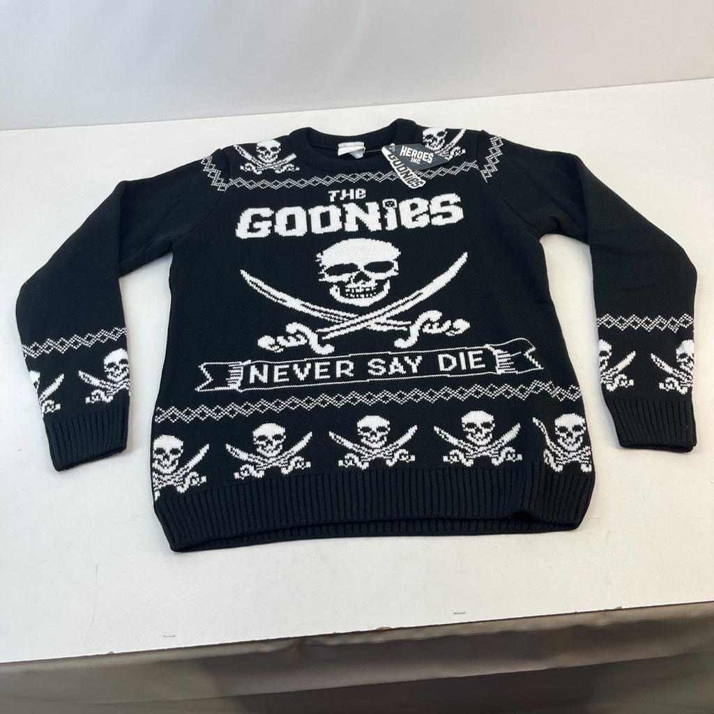The Goonies Never Say Die Jumper Sweater Pullover Black/White size Medium Christmas