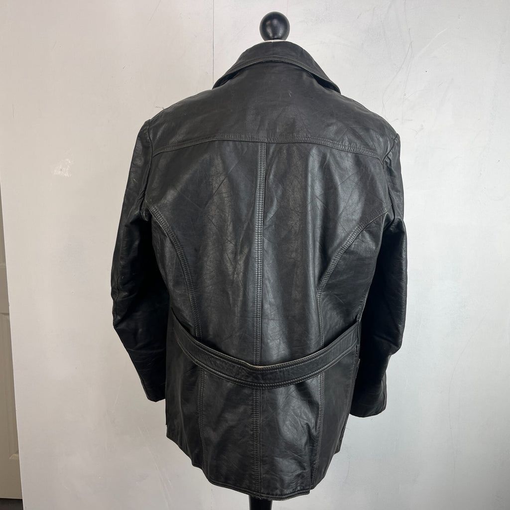 Vintage Letex Wismar Men's Black Leather Jacket size EU 56 Made in Germany