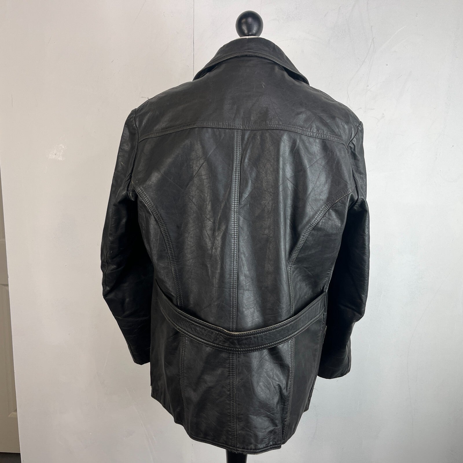 Vintage Letex Wismar Men's Black Leather Jacket size EU 56 Made in Germany