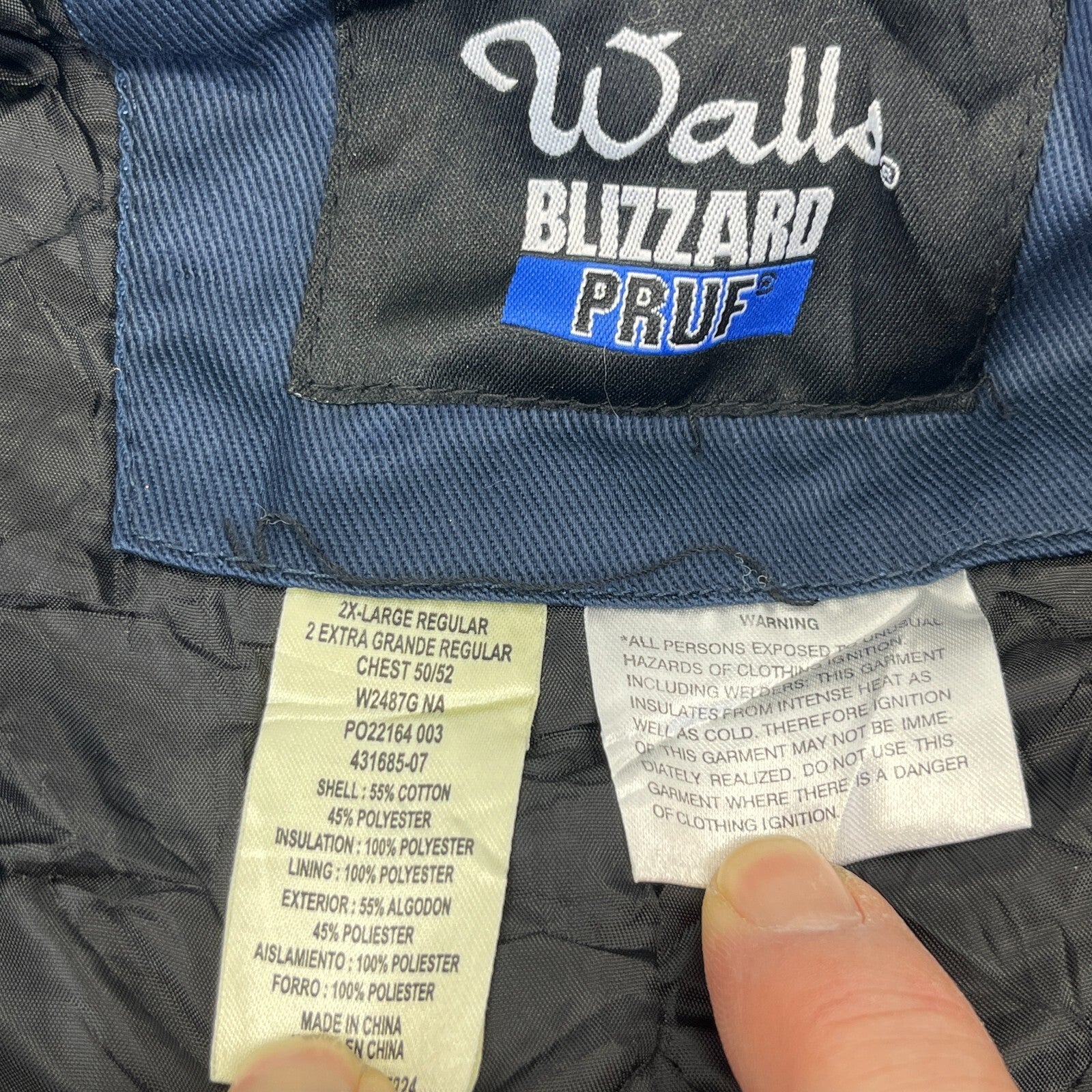Vtg Walls Blizzard Pruf Heavy Duty Overalls Quilted Insulated in Blue 2XL Reg