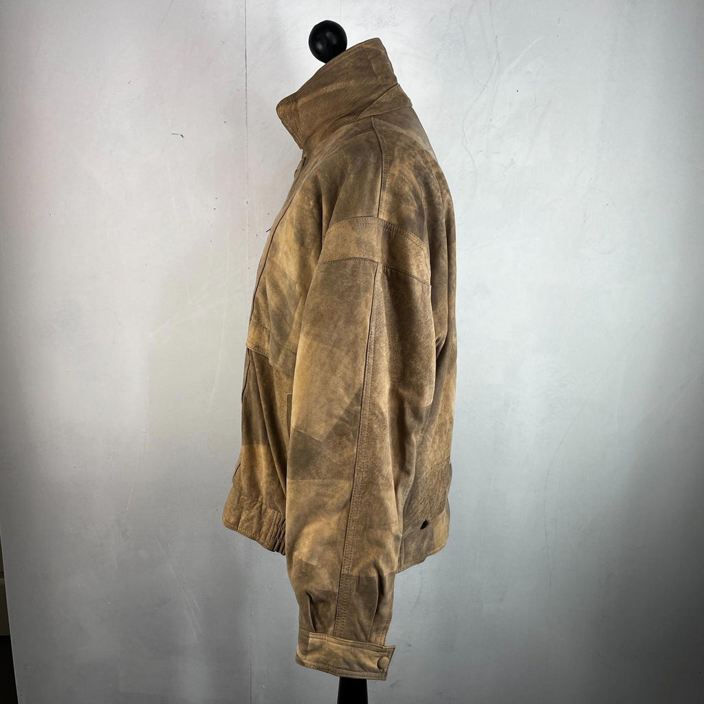 The Vali Collection Soft Leather Jacket 80s Brown Distressed Look size XL