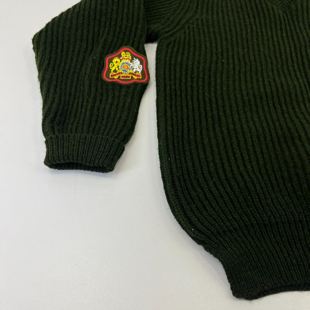 Brenire British Army WO1 RSM Green Ribbed Wool Jumper Made in Scotland size M