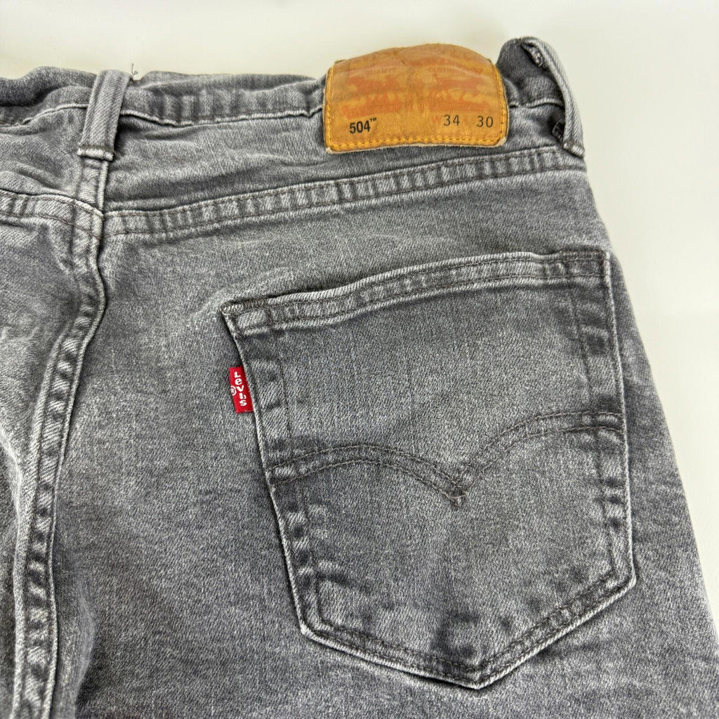 Levis 504 Denim Jeans Women’s Low Slouch Slim Straight Stretch Grey W34 L30