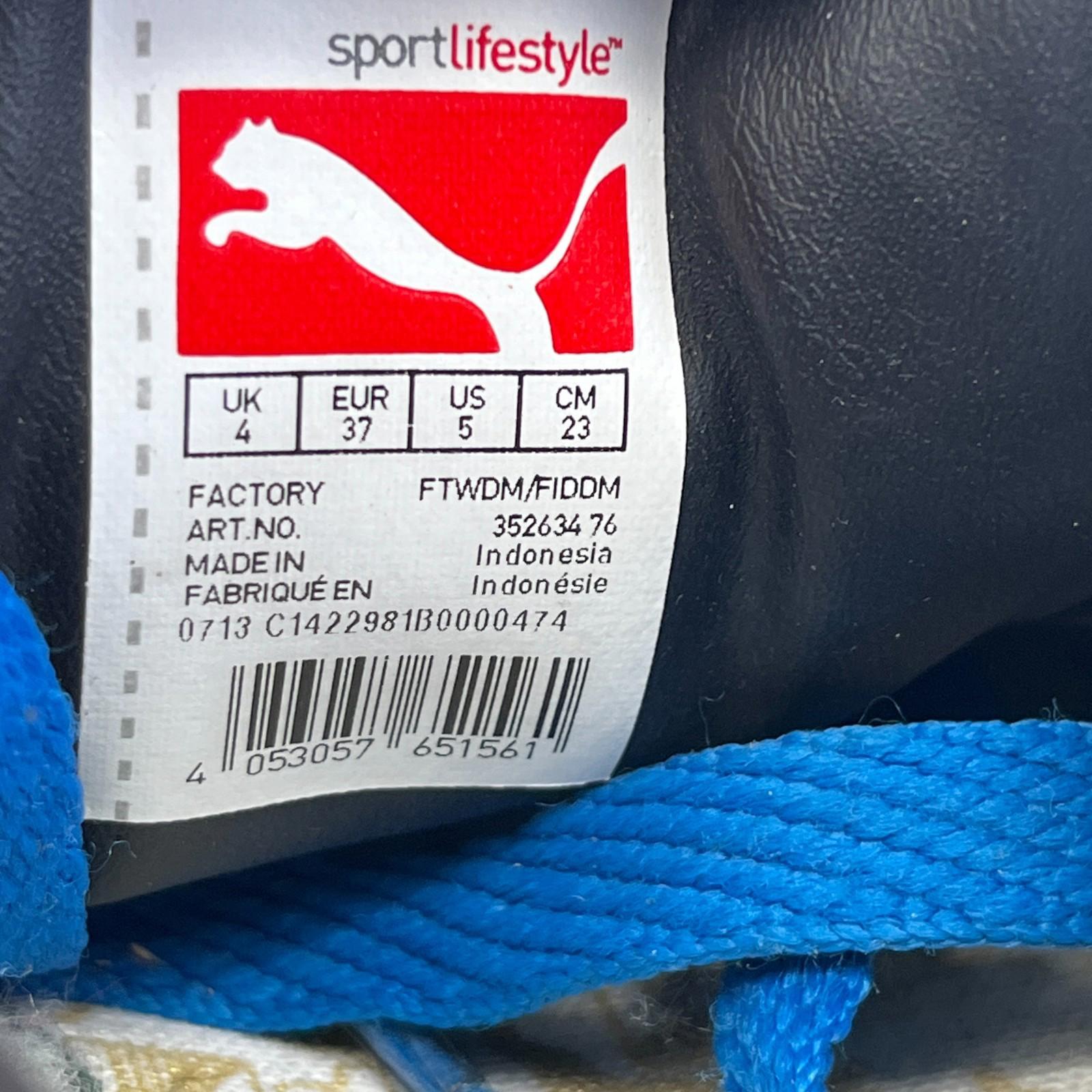 Puma Retro Yellow & Blue Suede Lace Up Trainers Ladies UK size 4